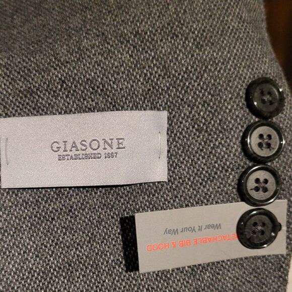 NWT Giasone Austin Hood Birdseye Grey 44 Reg Jacket with Detachable Bib and Hood - Picture 7 of 10